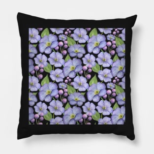 Blue Watercolour Floral Pillow