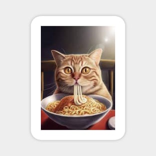 Cat eating spaghetti Magnet