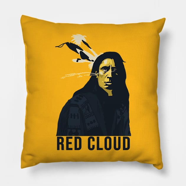 Native American Red Cloud Vector 2 Pillow by Eyanosa