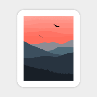 sunset mountain view Magnet