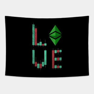 Vintage LOVE Stock Chart Ethereum Classic ETH Coin Valentine Crypto Token Cryptocurrency Blockchain Wallet Birthday Gift For Men Women Kids Tapestry