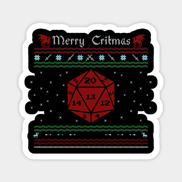 D20 - Merry Critmas! Magnet by whimsyworks