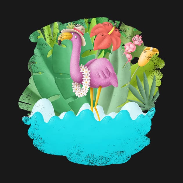 Cute flamingo in the ocean by CaptainPixel