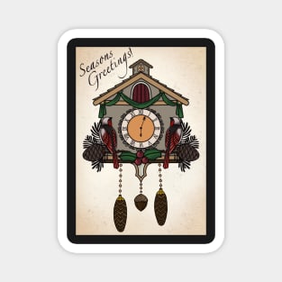 Seasons Greetings Cuckoo Clock Magnet