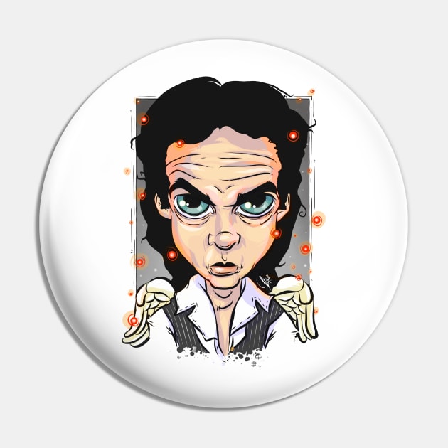 Pop Culture Caricature #18 - Nick Cave Pin by yazgar