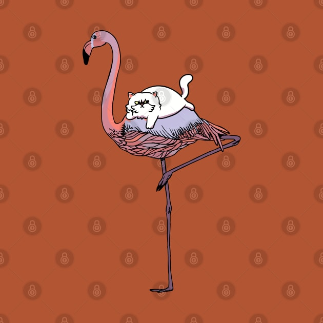 Flamingo and persian cat by huebucket