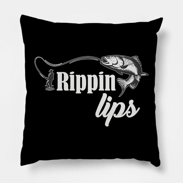 Bass Fishing S For Men Funny Fishing  Rippin Lips Pillow by Danielss