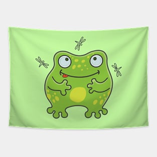 The frog loves to eat dragonflies Tapestry