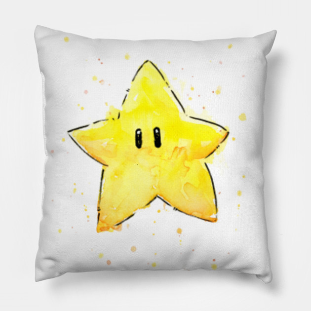 Mario Star Watercolor Star Pillow Teepublic