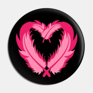Pink Flamingo Feathers Heart Pin