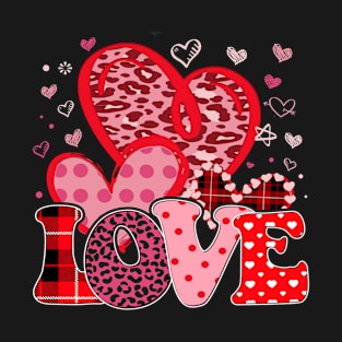 Leopard Heart - Buffalo Plaid Heart Valentine Day  Love Heart T-Shirt