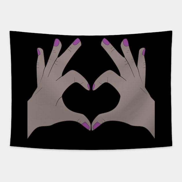 Hands Making Heart Shape Love Sign Language Valentine's Day Tapestry by Okuadinya