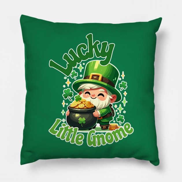 Lucky Little Gnome with Pot of Gold - St. Patrick's Day Pillow by DaniGirls