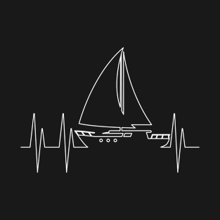 Sailing Gift Print Sailor Heartbeat Boat Tee Print T-Shirt