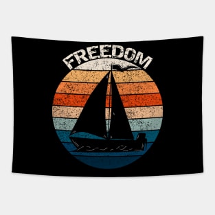 Freedom Retro Vintage Sailboat Design Tapestry