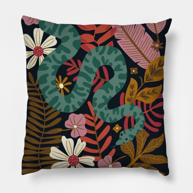 Jungle Snake Pillow by Anna Deegan