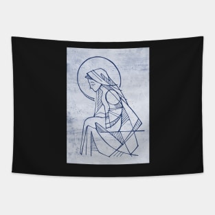 Virgin Mary hand drawn illustration Tapestry