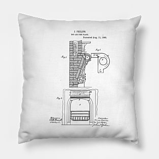 Hot Air fire place Vintage Patent Hand Drawing Pillow