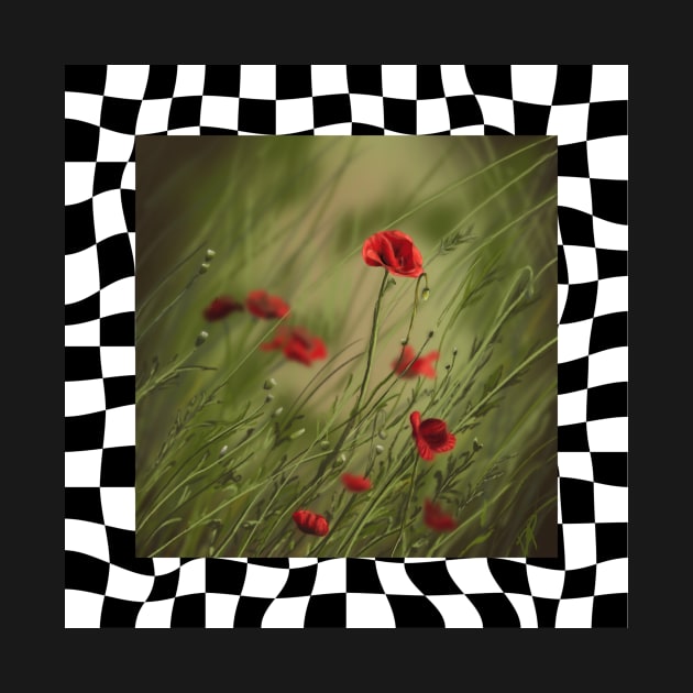 Poppy Field Painting on Checkered Background by missdebi27