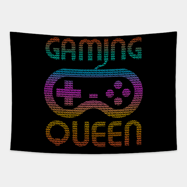 Gaming queen colorful binary gamepad Tapestry by All About Nerds