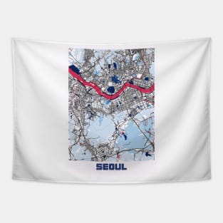 Seoul - South Korean MilkTea City Map Tapestry