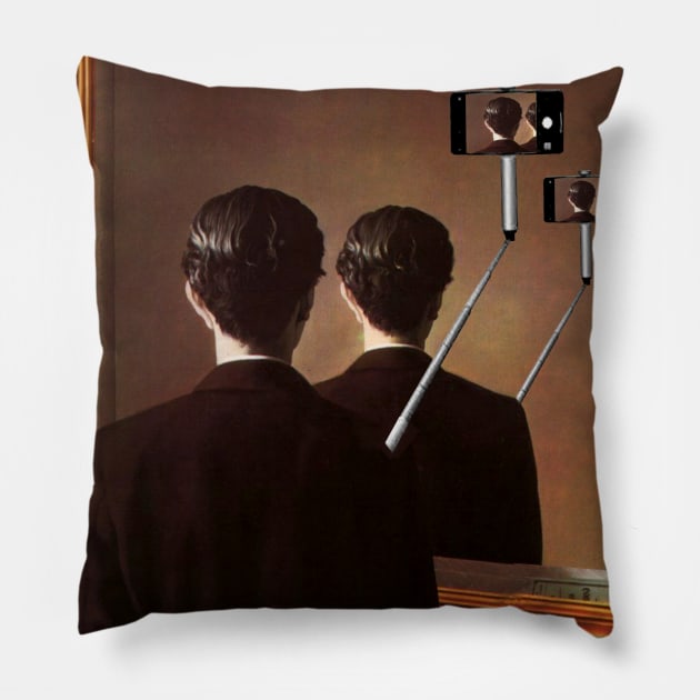 Modern dilema Magritte Pillow by Loui Jover 