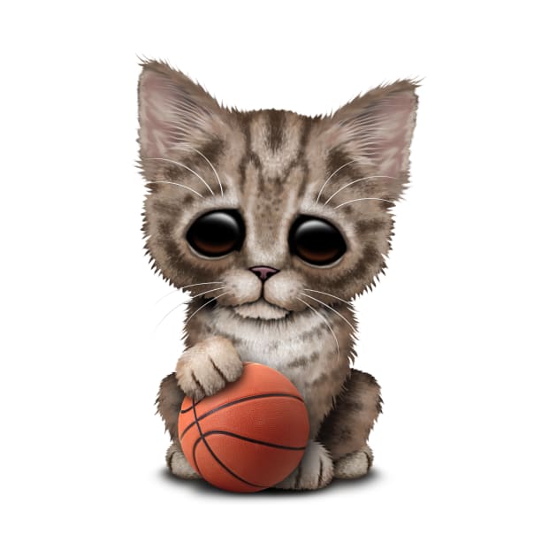 Cute Kitten Playing With Basketball by jeffbartels