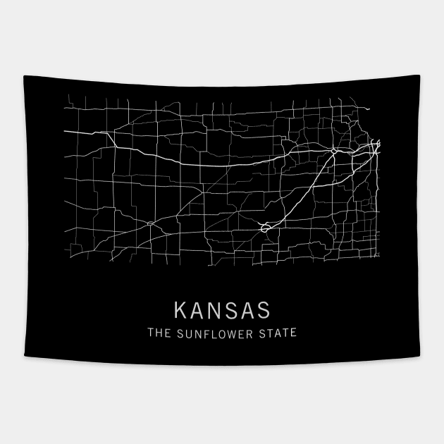 Kansas State Road Map Tapestry by ClarkStreetPress