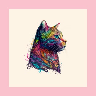 Cat Face Colorful T-Shirt