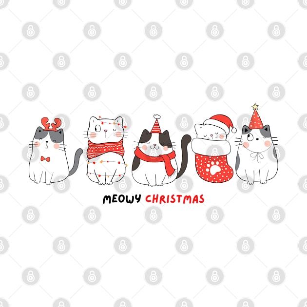 Meowy Christmas- cats group by FunartsbyM