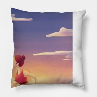 Girl Walking In Garden Pillow