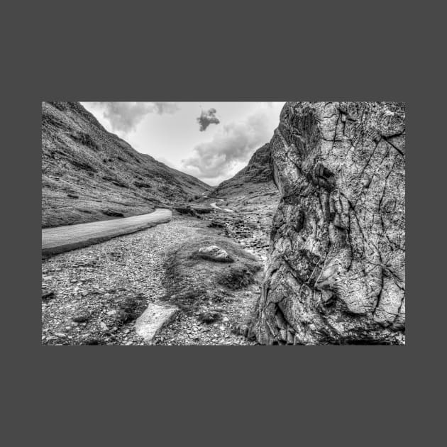 Honister Pass, Winding Road, Black And White by tommysphotos