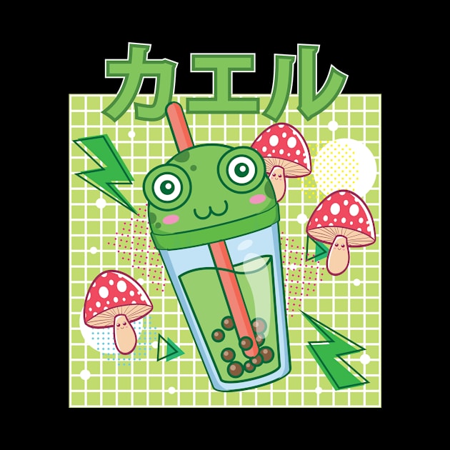 Cottagecore Aesthetic Japanese Bubble Tea Frog by Alex21