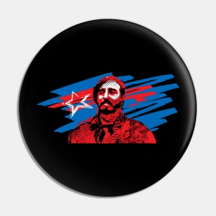 Fidel Castro with Stylized Cuban Flag Pin