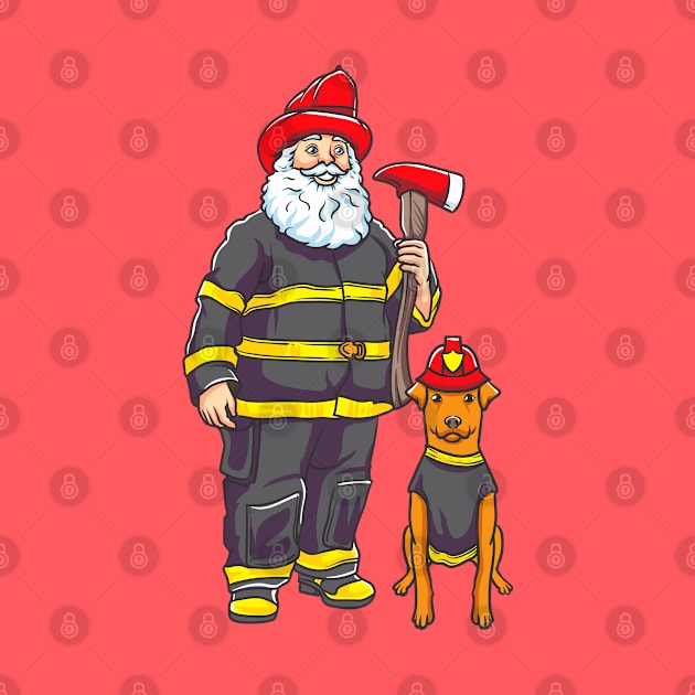 Firefighter Santa Fireman Merry Christmas by E