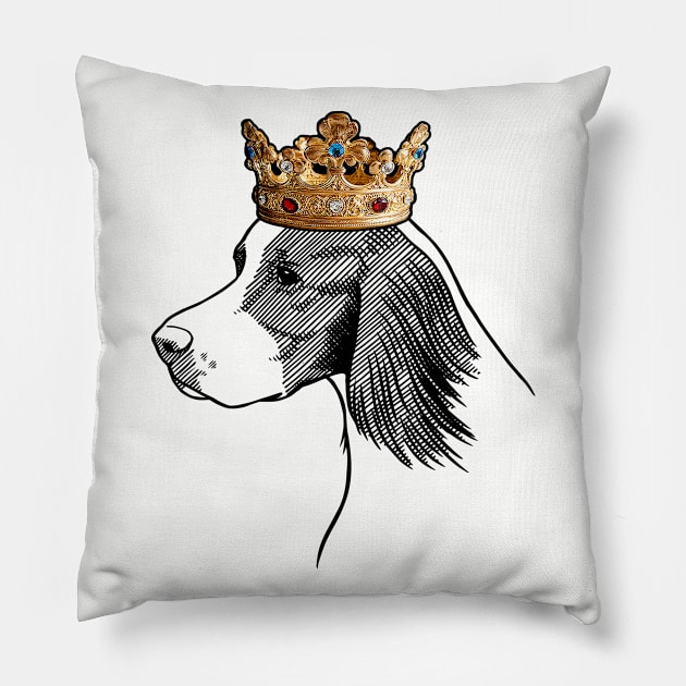 Irish Red and White Setter Dog King Queen Wearing Crown Pillow by millersye