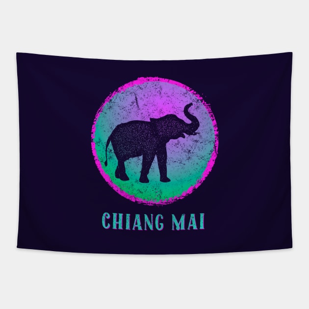 Chiang Mai Thailand Colorful Weathered Elephant Tapestry by Pine Hill Goods