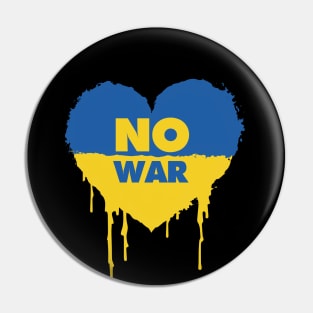 Ukraine flag in a heart shape, no war Pin