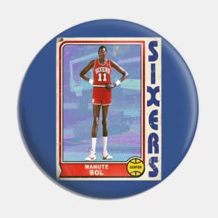 MANUTE BOL Retro Style 90s Basketball Card Pin