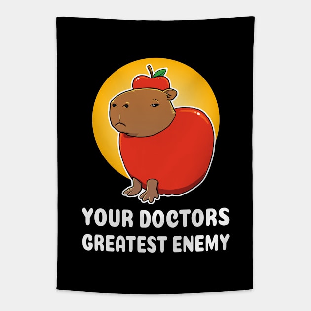 Your doctors greatest enemy Capybara cartoon Tapestry by capydays