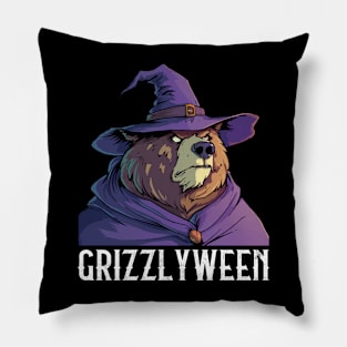 Grizzly as Witch - Grizzly Bear Halloween Pillow