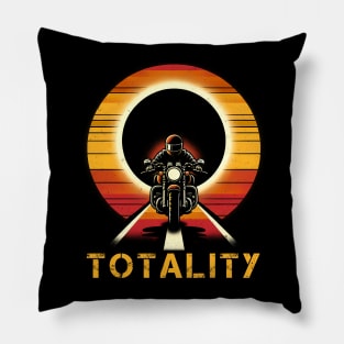 2024 Total Solar Eclipse Biker Tee - 'Totality' Motorcycle Adventure Shirt Pillow