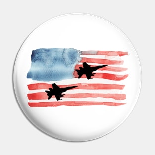 planes square with american flag Pin