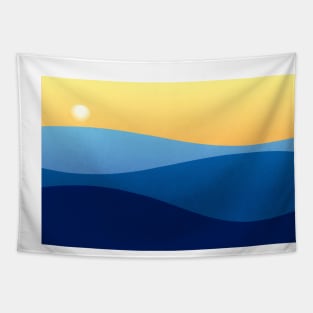 Seascape beach waves sunset design illustration Tapestry