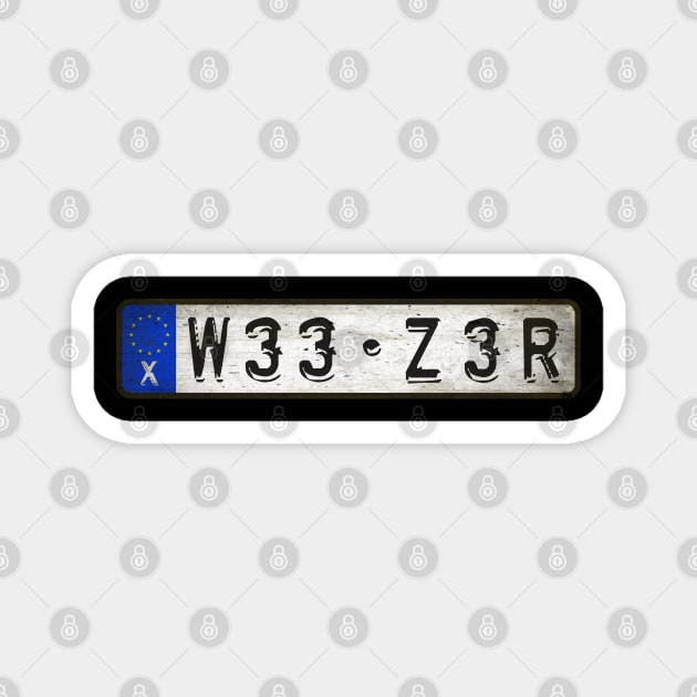 W33 - Z3R Car license plates Magnet by Girladies Artshop