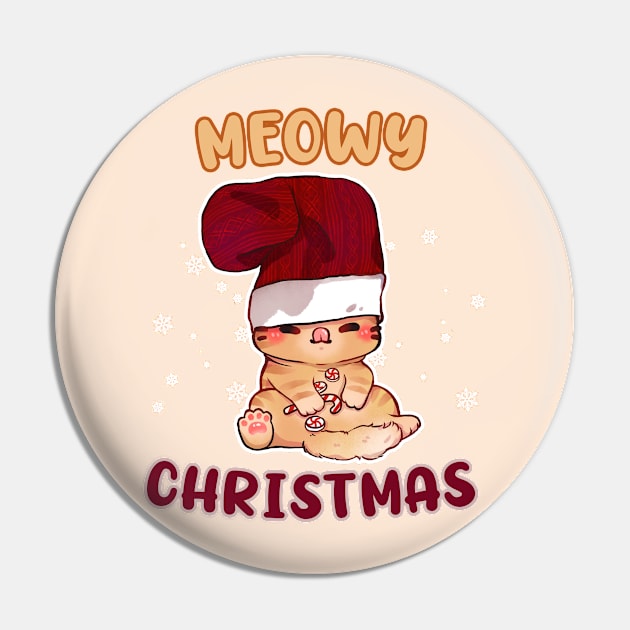 Meowy Christmas Funny Cat Mom Cat Dad Christmas Cat T-Shirt Pin by xiaoweii