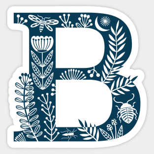 The Letter 'B' Blue Flower Watercolor Monogram | Sticker