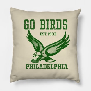 go birds - philadelphia vintage look - green solid style Pillow