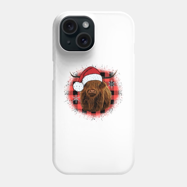 Christmas Highland Cow Phone Case by Satic