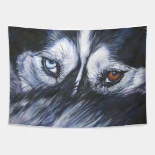 Siberian Husky Fine Art Painting Tapestry